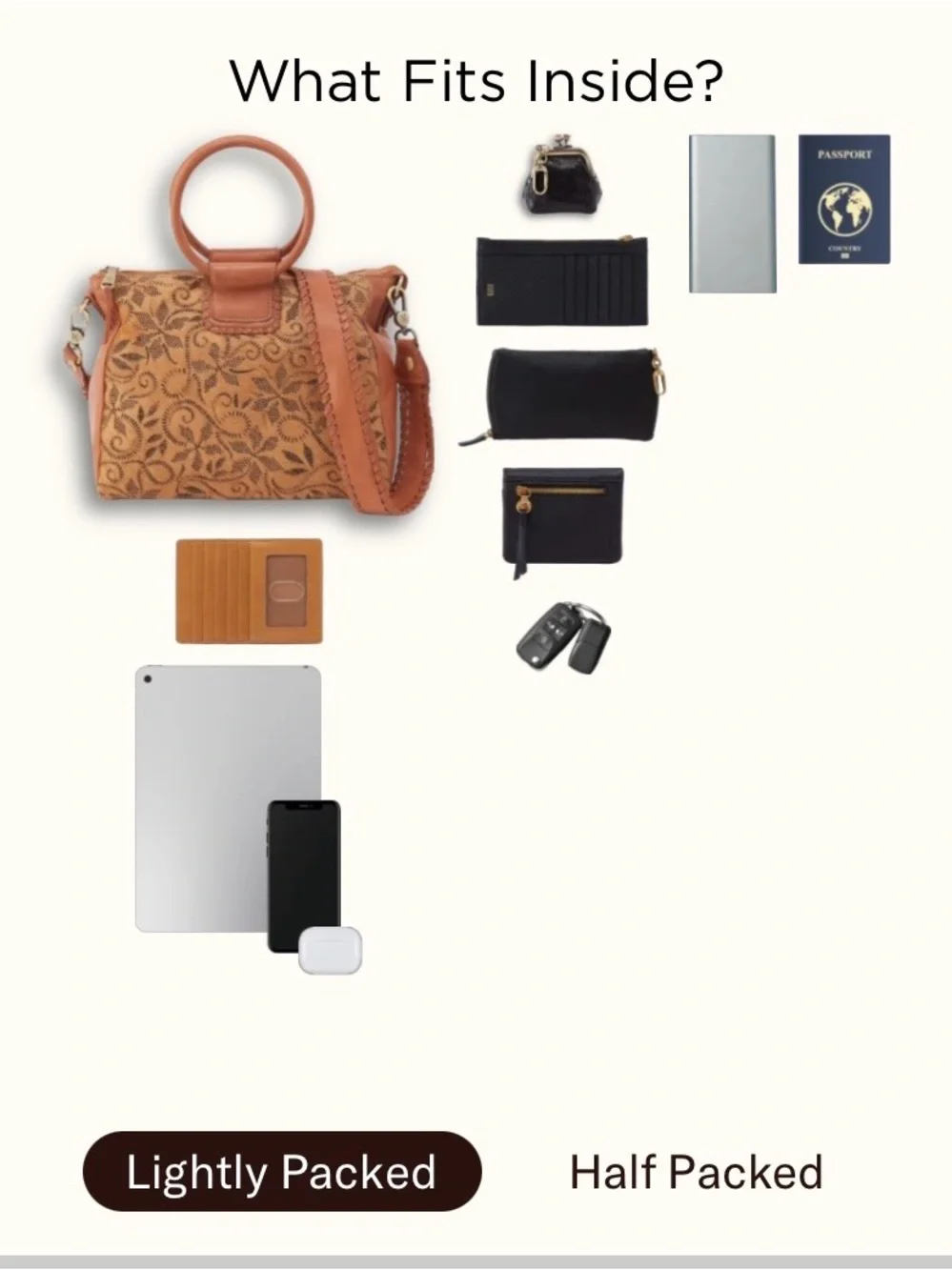 HOBO International Medium Shelia Tan Laser-Cut Leather Satchel with Top Handles